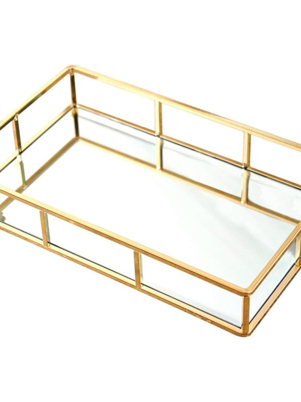 Tray Mirror Gold Dresser Ornate Metal Decorative Jewelry Organizer